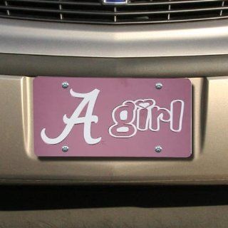 NCAA Alabama Crimson Tide Pink Girl Mirrored License Plate