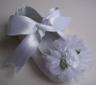 Baby White Tulle Flower Shoes: Shoes