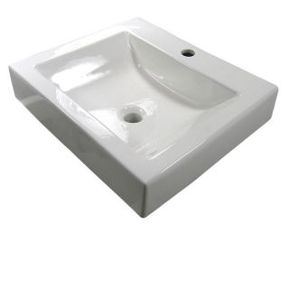 DeNovo Semi recessed White Porcelain Topmount Sink With Single Hole