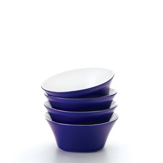 Rachael Ray Round and Square 4 piece Blue Raspberry Cereal Bowl Set