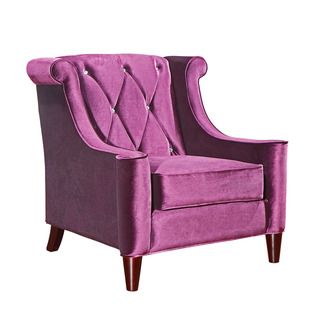 Purple Velvet Crystal Button Modern Chair