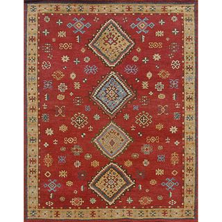Handmade Kazak Rust Wool Rug (8 x 10)