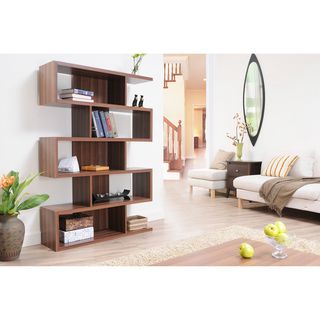 Karrise Walnut Display Shelf/ Bookcase/ Room Divider
