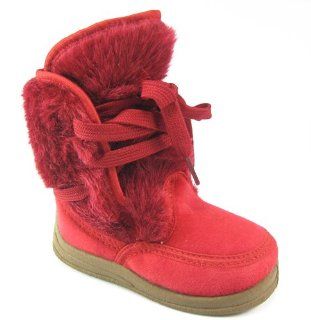 RED Furry Shearling Kids Toddler Winter Boots (5) Shoes