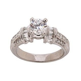 Tacori Platinum CZ and 5/8ct TDW Diamond Engagement Ring (G,VS