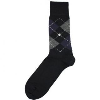 Blue / Grey Argyle Wool Socks by Burlington: Clothing