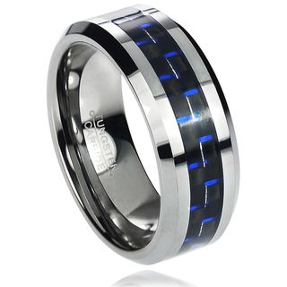 Daxx Mens Tungsten Carbide Blue Carbon Fiber Inlay Band (8 mm