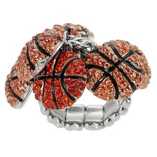 Journee Collection Bronzetone Orange Crystal Basketball Stretch Ring