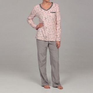 Anne Klein Womens Fleece Long sleeve Sleepwear Set
