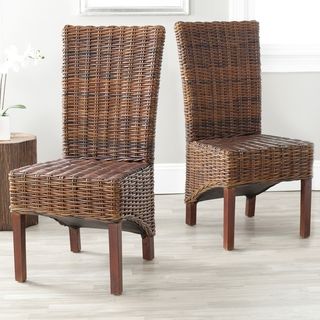Ridge Dark Brown Wicker Side Chairs (Set of 2)