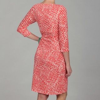 Jessica Howard Womens Coral Geometric Print Dress