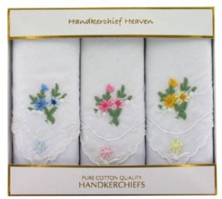 Ladies Handkerchiefs (HH87)   3 Blue/Pink/Yellow Small