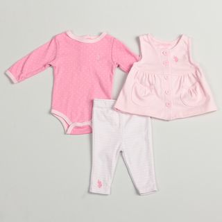US Polo Infant Girls Pink 3 piece Set FINAL SALE