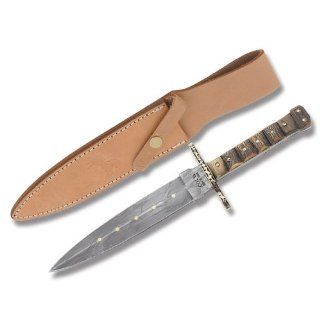 Colt Stacked Stag Bowie Dagger   Damascus Steel Sports