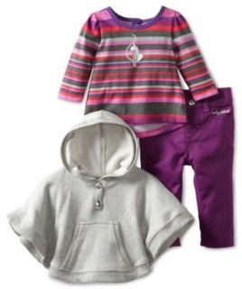 Baby Phat Infant 3 PC Fleece Cape Pant Set,Plum,12 Months