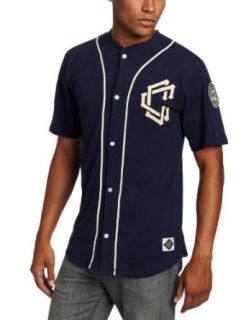 Crooks & Castles Mens Knit Baseball Shirt, Dark Navy, X