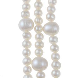 Miadora White FW Pearl 100 inch Endless Necklace (5 10 mm)