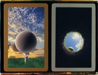 Congress Bridge Set of Golf Perspective Playing Cards Gold
