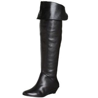 Womens Insayne Tall Shafted Wedge Boot,Black Leather,4.5 M US: Shoes