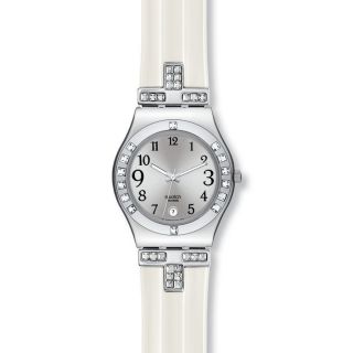 Swatch Womens Crystal accented Bezel Stainless Steel Watch Today $99