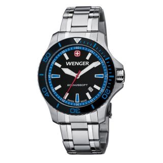 Sea Force Black Dial Blue Accent St. Steel Band Diver Watch   0641.106
