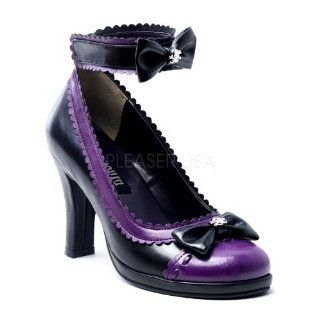 Lolita Mini Platform Pump W/Skull Bow Detail Black Purple Pu Shoes