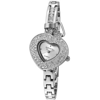 Dufonte Womens Follow Your Heart Silvertone Brass Watch
