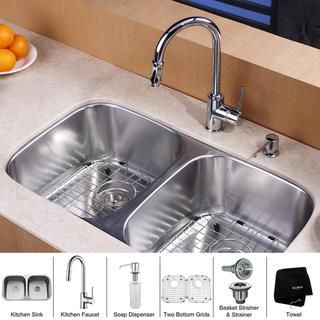Kraus Stainless Steel Undermount Kitchen Sink, Chrome Faucet
