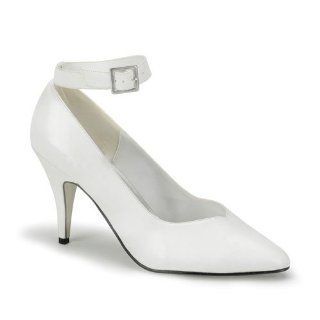Inch Wide Width Pump Shoes High Heel Shoes With Ankle Strap White