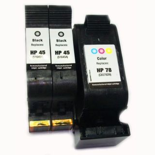 HP 45 78 2 BK and 1 color Ink Cartridge 3 pack (Remanufactured
