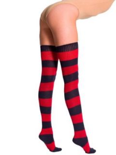 American Apparel Wide Stripe Thigh High Socks  Navy / Red