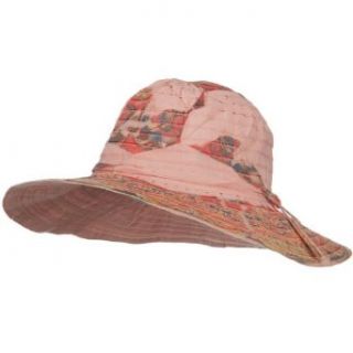 Ribbon Brim Indian Design Print Hat   Pink W25S57A