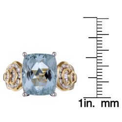 18k Gold Aquamarine and 3/4ct TDW Diamond Ring (H I, SI2 I1
