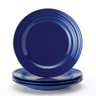 Rachael Ray Double Ridge 11 inch Blue Dinner Plates (Set of 4