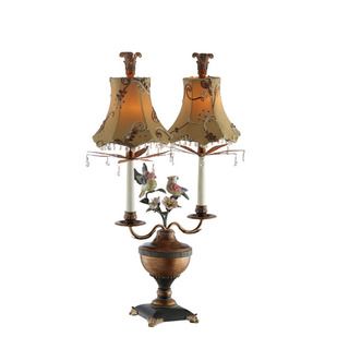 Birds with Flowers/ Crystals Twin Lamp