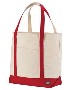 Anvil 100% Cotton Canvas Boater Tote Bag With Front Pocket