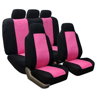 Suede Pink Airbag Compatible Split Rear Car/ SUV Seat Covers