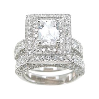 Sterling Silver Cubic Zirconia Bridal style Ring Set