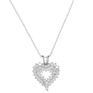 Sunstone Sterling Silver Cubic Zirconia Heart Cluster Necklace