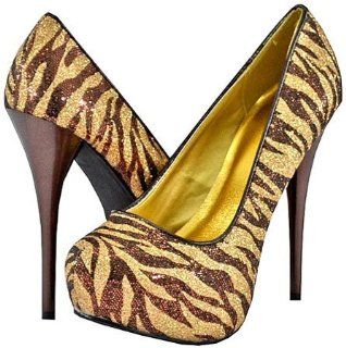Neutral 107 Bronze Gold Zebra Women Platform Pumps, 6.5 M US: Shoes