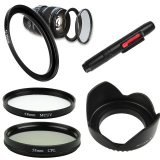 52 58 mm Step up Adapter/ Polarizing Filter/ UV Filter/ Cleaning Pen