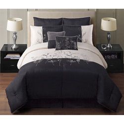 Amelia Black/White Embroidered 8 piece Queen Comforter Set Today $66