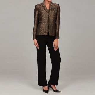 Kasper Womens Gold/ Black 3 piece Pant Suit