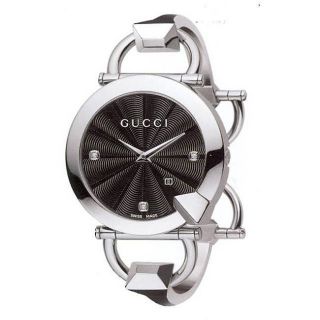 Gucci 122 Chiodo Womens Black Face Diamond Watch