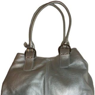 Womens Tignanello Purse Handbag Pebble Leather Shopper Gunmetal