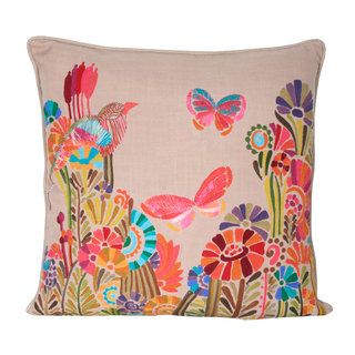 Marlo Lorenz Amorita Birds and Butterflies 17 inch Decorative Pillow