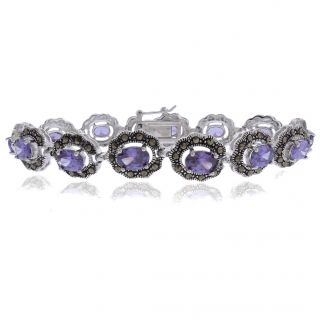 Silver Overlay Oval cut Amethyst and Marcasite Bracelet Today $38.49