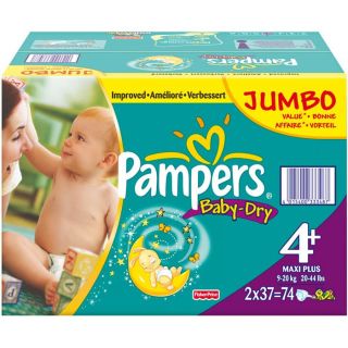 PAMPERS Baby Dry   Paquet de 74 couches   Taille 4+   A partir de 9 kg