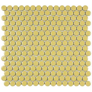 SomerTile Penny 3/4 in Vintage Yellow Porcelain Mosaic Tile (Pack of