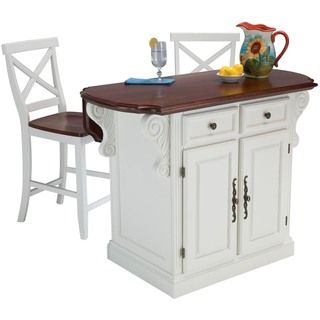 Traditions White and Cherry Island with Two Stools